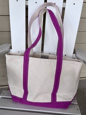 Vintage 90s LLbean purple pink fuschia tote bag medium purse bag long strap NWOT